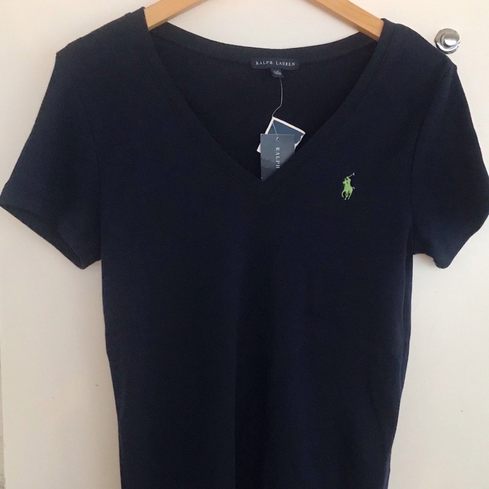 RALPH LAUREN Polo V-Neck Navy Tee